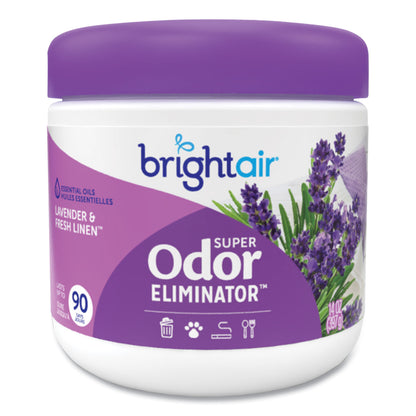 BRIGHT Air® Super Odor Eliminator, Lavender and Fresh Linen, Purple, 14 oz Jar, 6/Carton (BRI901325CT)