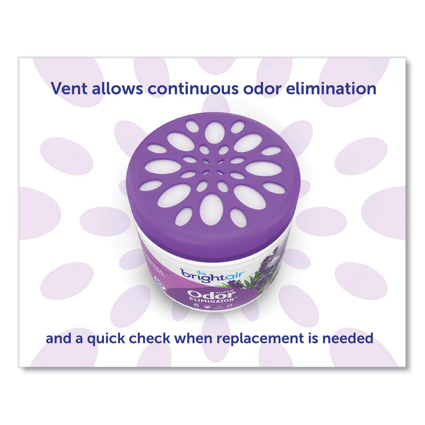 BRIGHT Air® Super Odor Eliminator, Lavender and Fresh Linen, Purple, 14 oz Jar, 6/Carton (BRI901325CT)