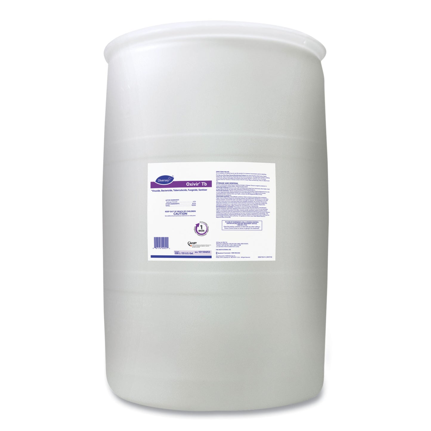 Diversey™ Oxivir TB, Characteristic Scent, 55 gal Drum (DVO101104053)