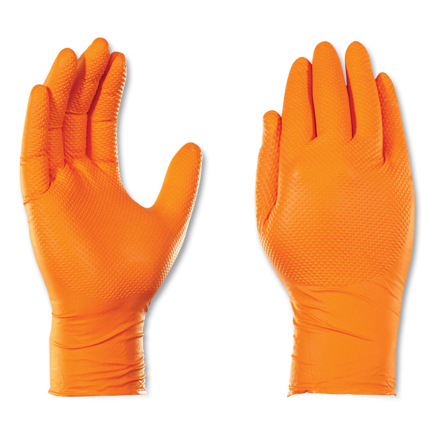 GloveWorks® by AMMEX® Heavy-Duty Industrial Nitrile Gloves, Powder-Free, X-Large, 8 mil Thick, 9.5" Long, Orange, 100/Box, 10 Boxes/Carton (AXCGWON48100CT)