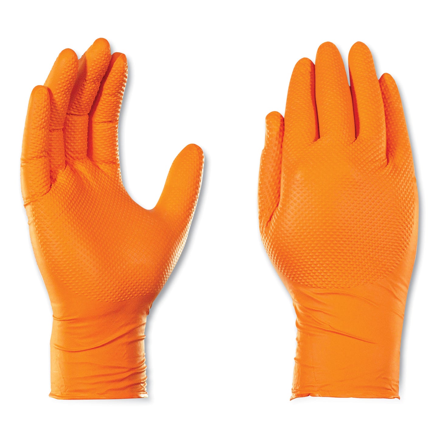 GloveWorks® by AMMEX® Heavy-Duty Industrial Nitrile Gloves, Powder-Free, Large, 8 mil Thick, 9.5" Long, Orange, 100/Box, 10 Boxes/Carton (AXCGWON46100CT)