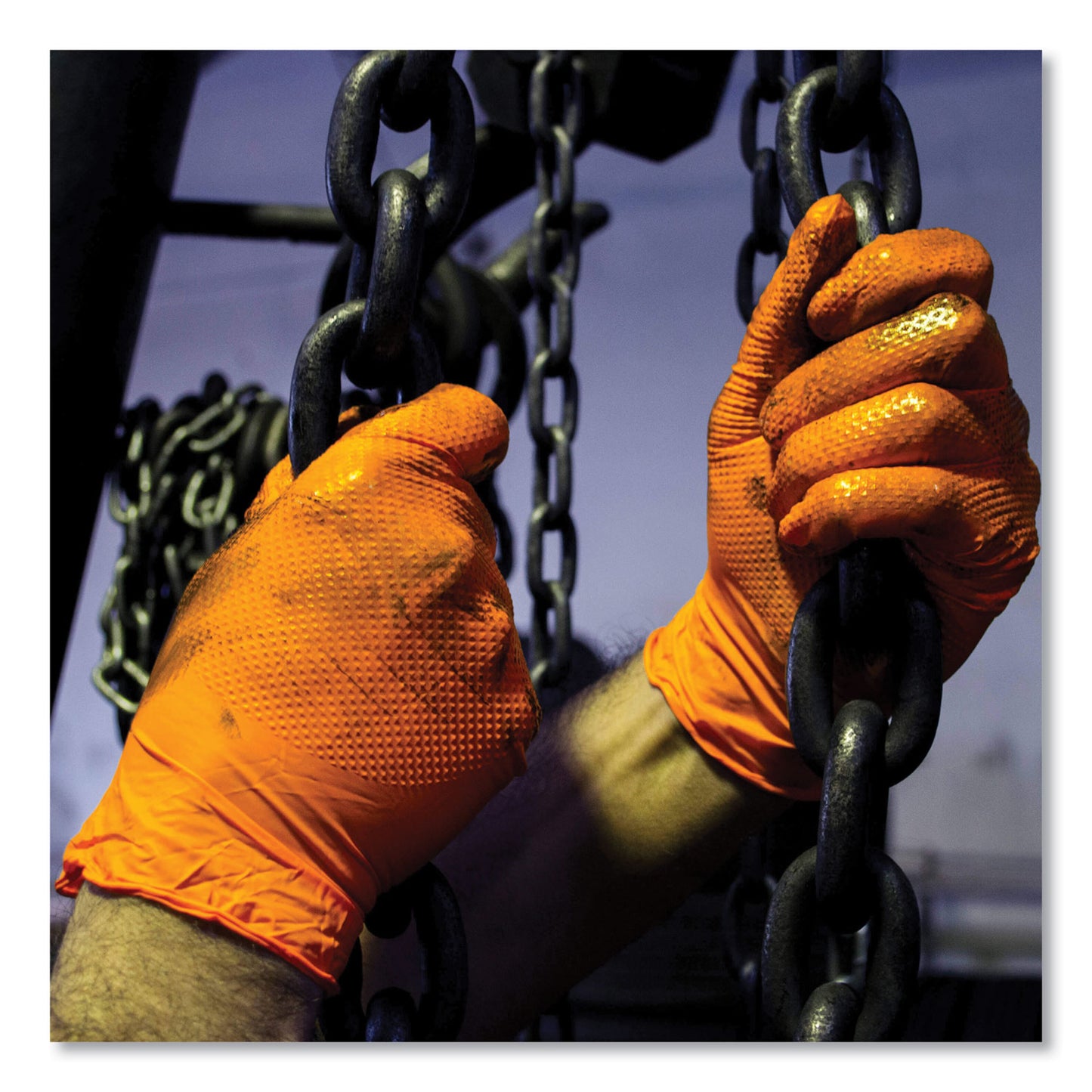 GloveWorks® by AMMEX® Heavy-Duty Industrial Nitrile Gloves, Powder-Free, Large, 8 mil Thick, 9.5" Long, Orange, 100/Box, 10 Boxes/Carton (AXCGWON46100CT)
