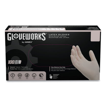 GloveWorks® by AMMEX® Latex Disposable Gloves, Powder-Free, Medium, 4 mil Thick, 9.5" Long, Ivory, 100/Box, 10 Boxes/Carton (AXCTLF44100)