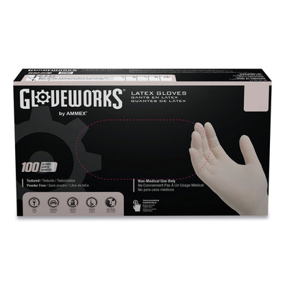 GloveWorks® by AMMEX® Latex Disposable Gloves, Powder-Free, Small, 4 mil Thick, 9.5" Long, Ivory, 100/Box, 10 Boxes/Carton (AXCTLF42100)