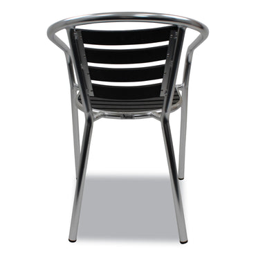 JMC Furniture Pinzon Series Chairs, Support Up to 300 lb, 18" Seat Height, Black/Silver Seat, Black/Silver Back, Silver Base (JMCPINACBLK)