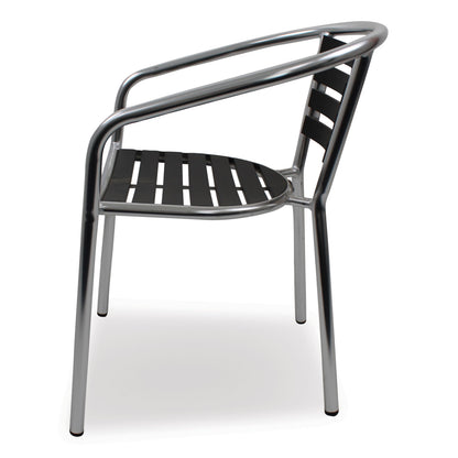 JMC Furniture Pinzon Series Chairs, Support Up to 300 lb, 18" Seat Height, Black/Silver Seat, Black/Silver Back, Silver Base (JMCPINACBLK)