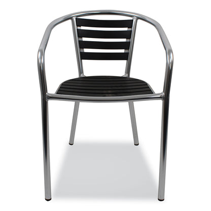 JMC Furniture Pinzon Series Chairs, Support Up to 300 lb, 18" Seat Height, Black/Silver Seat, Black/Silver Back, Silver Base (JMCPINACBLK)