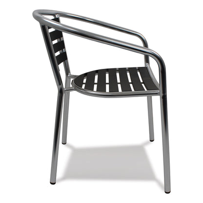 JMC Furniture Pinzon Series Chairs, Support Up to 300 lb, 18" Seat Height, Black/Silver Seat, Black/Silver Back, Silver Base (JMCPINACBLK)