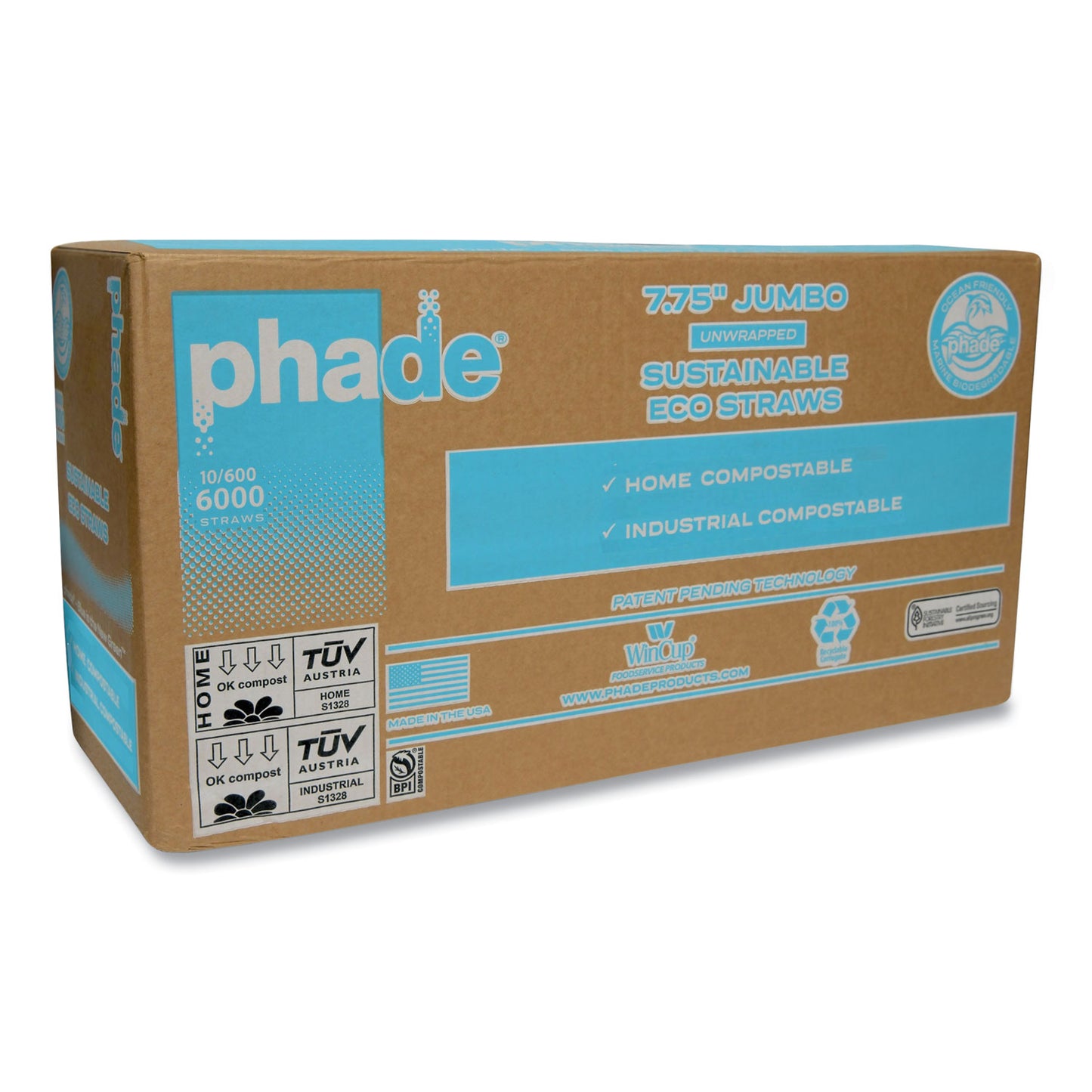 phade™ Marine Biodegradable Straws, 7.75", Ocean Blue, 6,000/Carton (CAR511204)