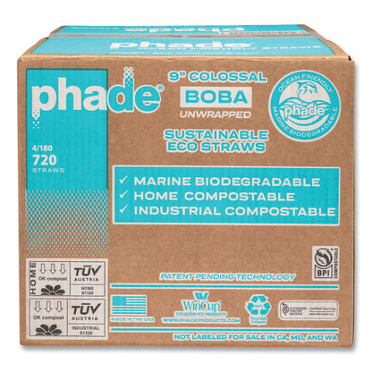 phade™ Marine Biodegradable Straws, Boba Straws, 9", Ocean Blue, 720/Carton (CAR511208)