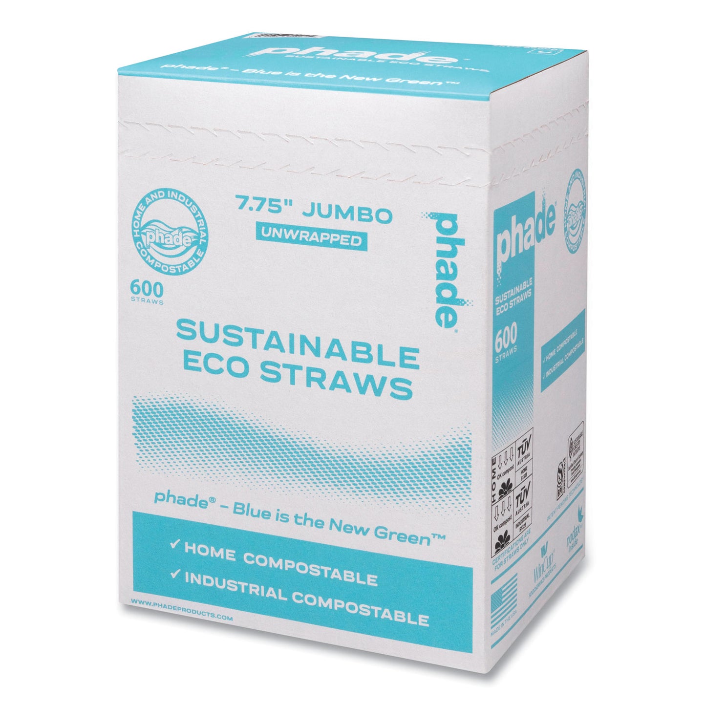 phade™ Marine Biodegradable Straws, 7.75", Ocean Blue, 6,000/Carton (CAR511204)