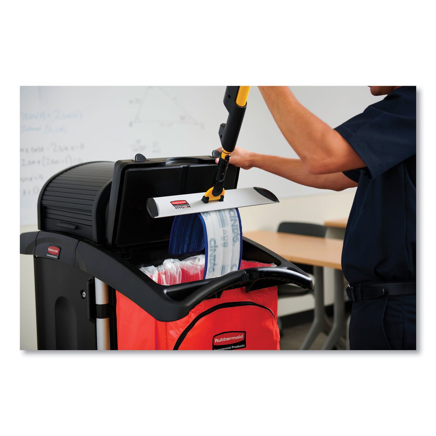 Rubbermaid® Commercial Vinyl Cleaning Cart Bag for Rubbermaid Commercial High-Capacity Cleaning Carts, 34 gal, 10.5" x 16.8" x 33", Red (RCP1966882)