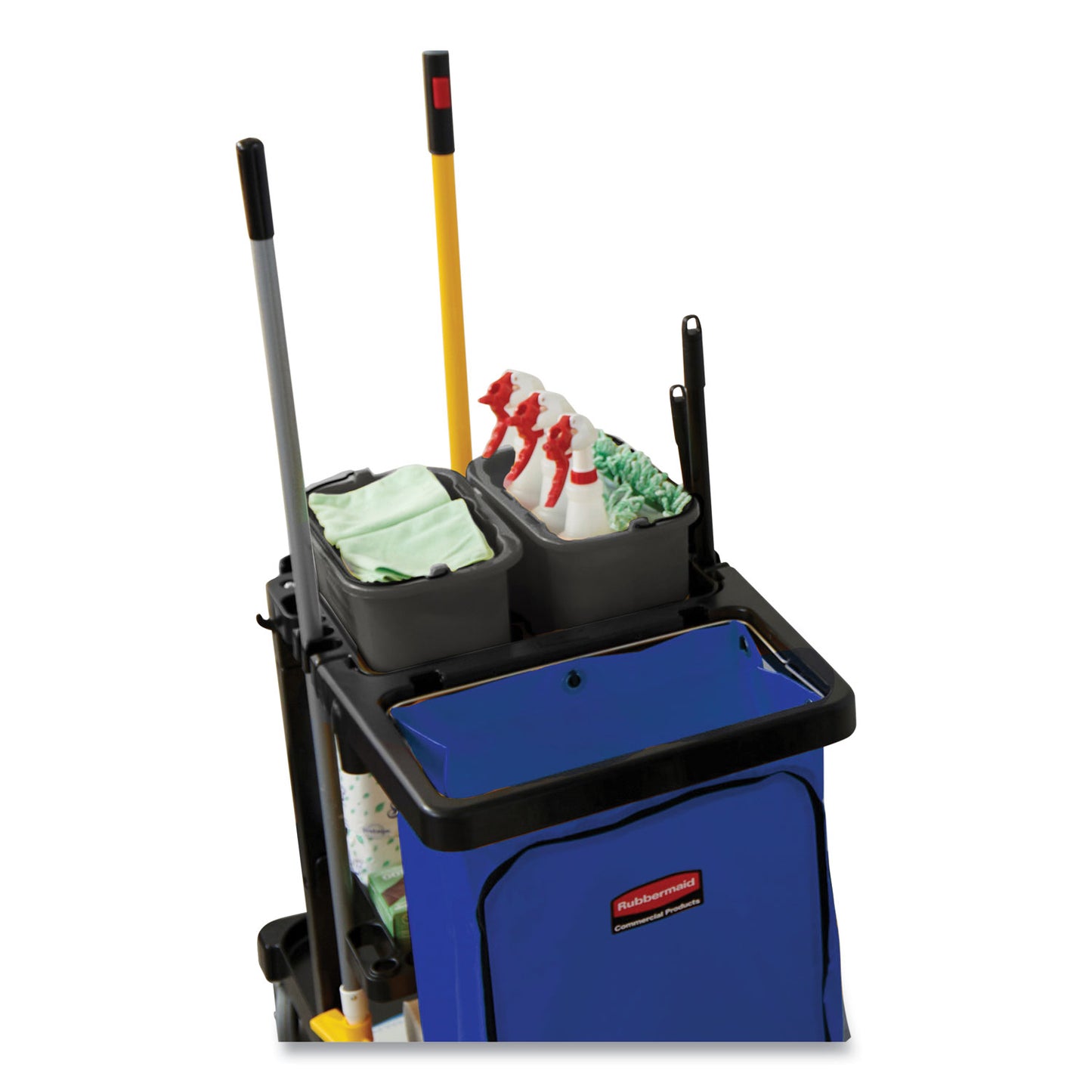 Rubbermaid® Commercial Heavy-Duty Cleaning Cart Caddy, 10 qt, Black, 6/Carton (RCPFG9T8200BLA)