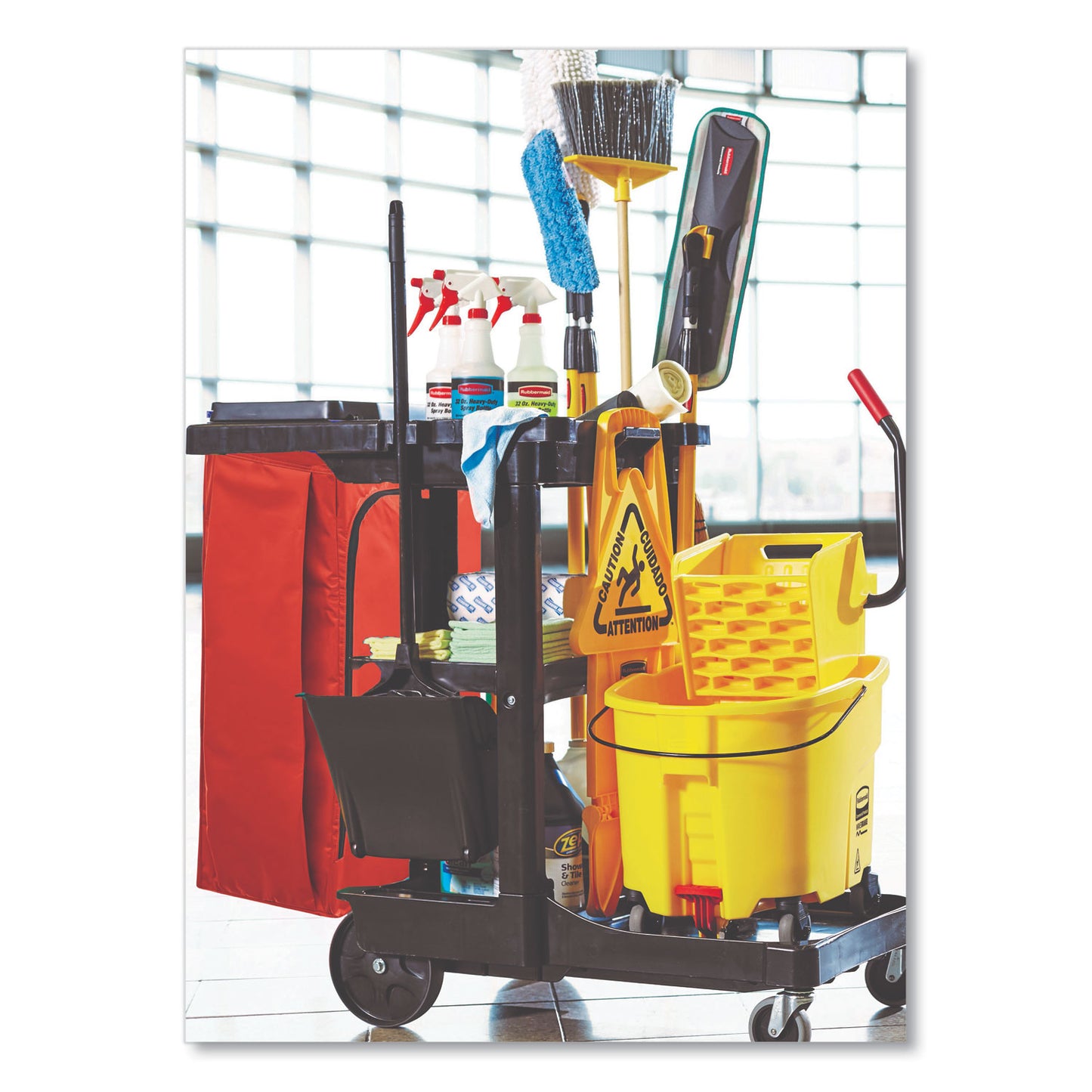 Rubbermaid® Commercial Vinyl Cleaning Cart Bag for Rubbermaid Commercial High-Capacity Cleaning Carts, 34 gal, 10.5" x 16.8" x 33", Red (RCP1966882)