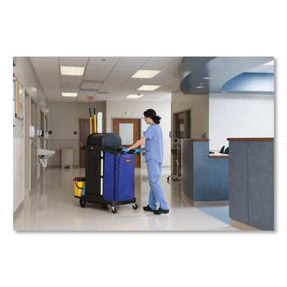 Rubbermaid® Commercial Vinyl Cleaning Cart Bag for Rubbermaid Commercial High-Capacity Cleaning Carts, 34 gal, 10.5" x 17.5" x 33", Blue (RCP1966883)