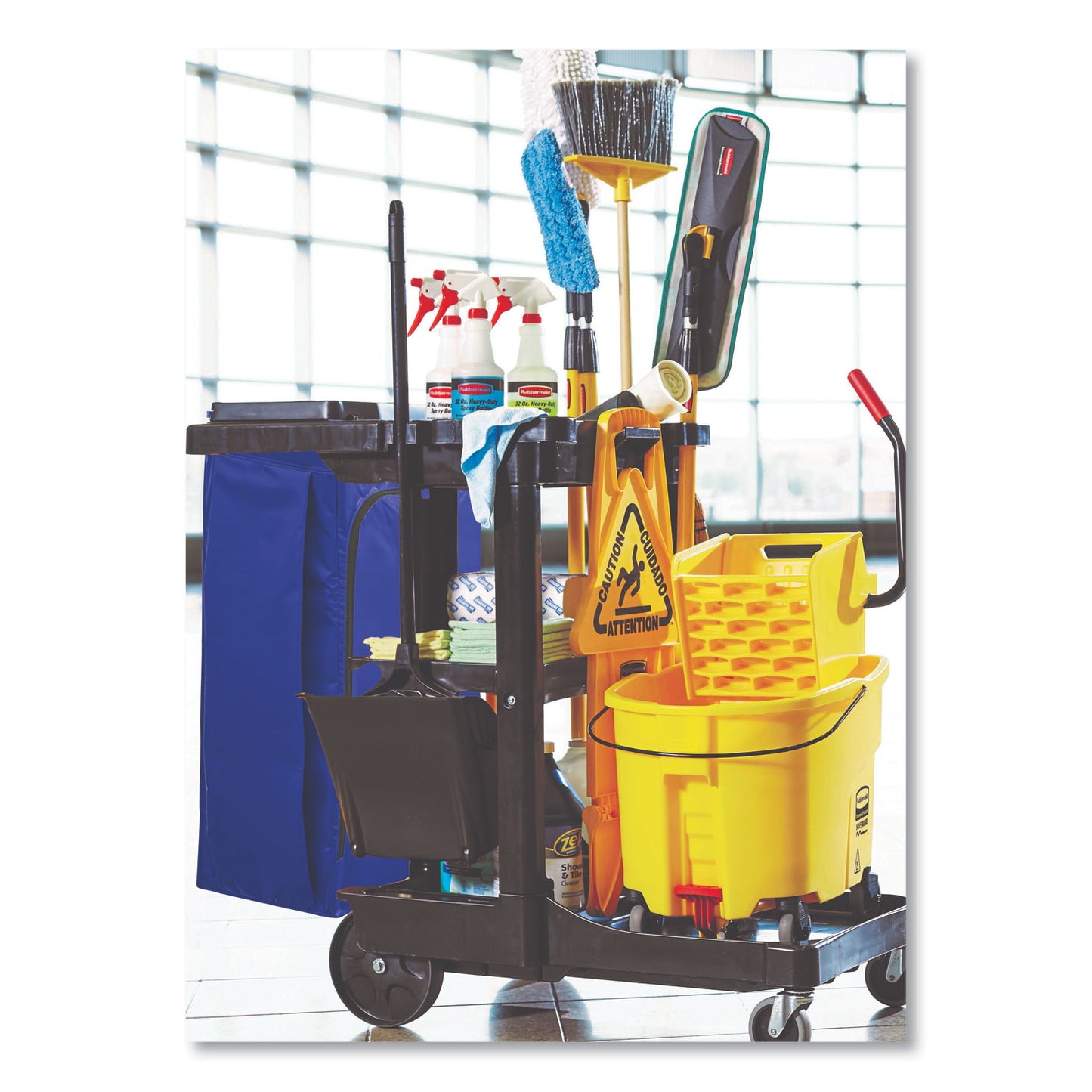 Rubbermaid® Commercial Vinyl Cleaning Cart Bag for Rubbermaid Commercial High-Capacity Cleaning Carts, 34 gal, 10.5" x 17.5" x 33", Blue (RCP1966883)