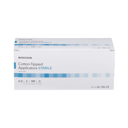 McKesson Swabstick Cotton Tip Wood Shaft 6 Inch Sterile 2 per Pack (508713_BX)