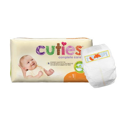 Cuties® Complete Care Unisex Baby Diaper Size 1 Disposable Heavy Absorbency (1206479_CS)