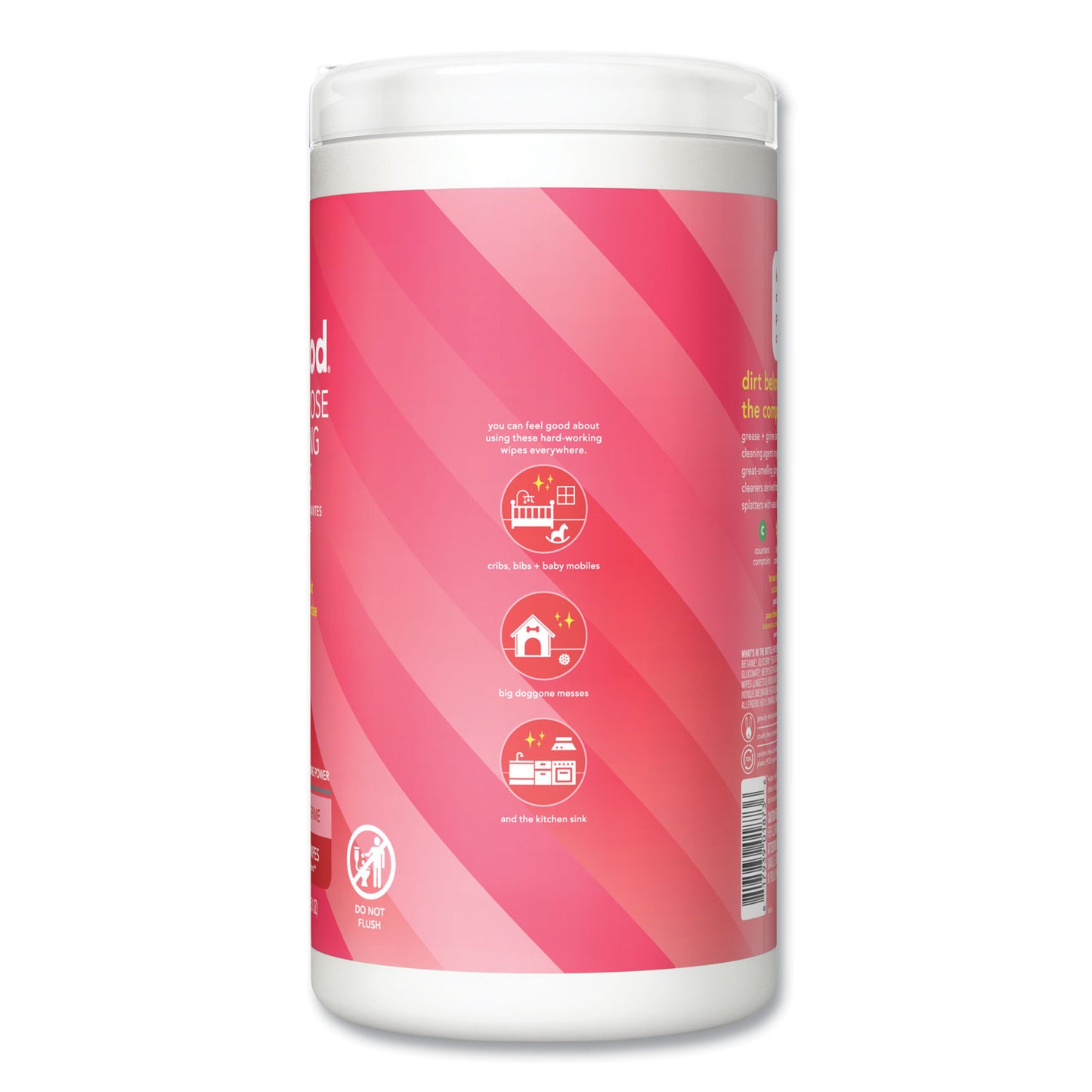 Method® All Purpose Cleaning Wipes, 1 Ply, Pink Grapefruit, White, 70/Canister, 6/Carton (MTH338527CT)