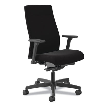 HON® Ignition 2.0 Upholstered Mid-Back Task Chair, 17" to 21.5" Seat Height, Black Fabric Seat/Back (HONI2U2AHCU10TK)