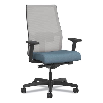 HON® Ignition 2.0 4-Way Stretch Mid-Back Task Chair, Black Adjustable Lumbar Support, Carolina/Fog/Black (HONI2MM2AFH21BT)