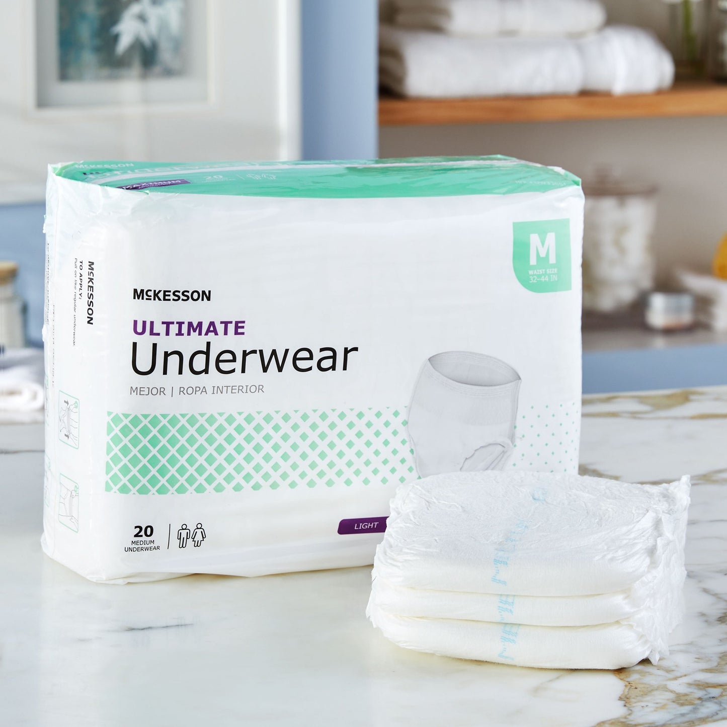 McKesson Unisex Adult Absorbent Underwear Pull On with Tear Away Seams Medium Disposable Heavy Absorbency (1123835_CS)