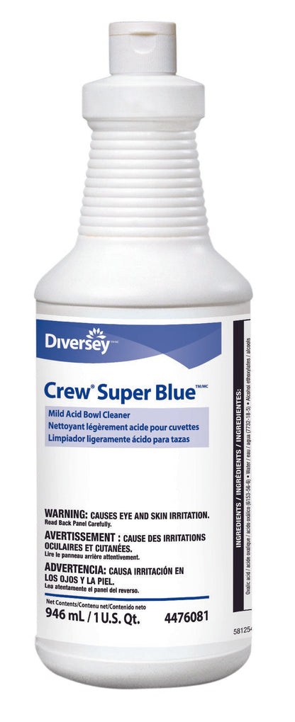Diversey™ Crew® Super Blue™ Toilet Bowl Cleaner Acid Based Manual Squeeze Liquid 32 oz. Bottle Citrus Scent NonSterile (864629_CS)