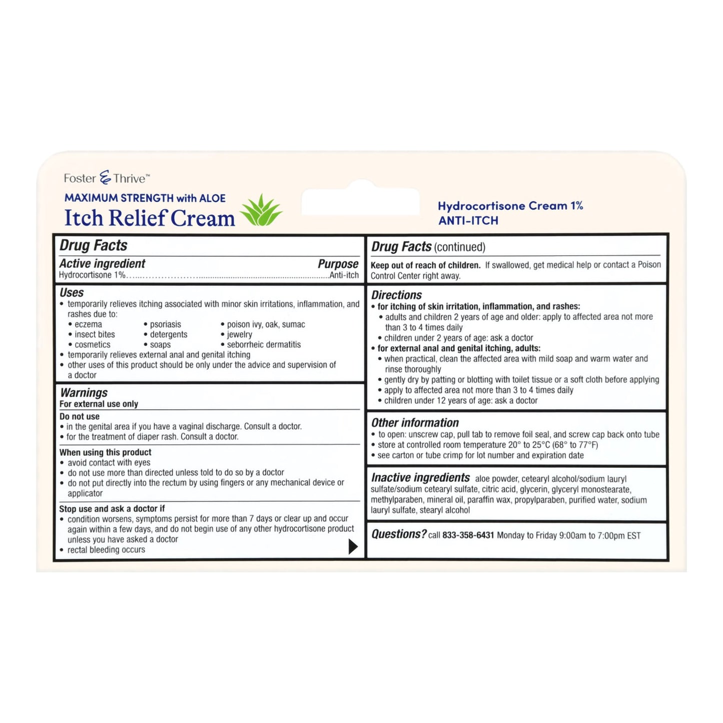 Foster & Thrive™ Itch Relief 1% Strength Cream 1 oz. Tube (1245000_EA)