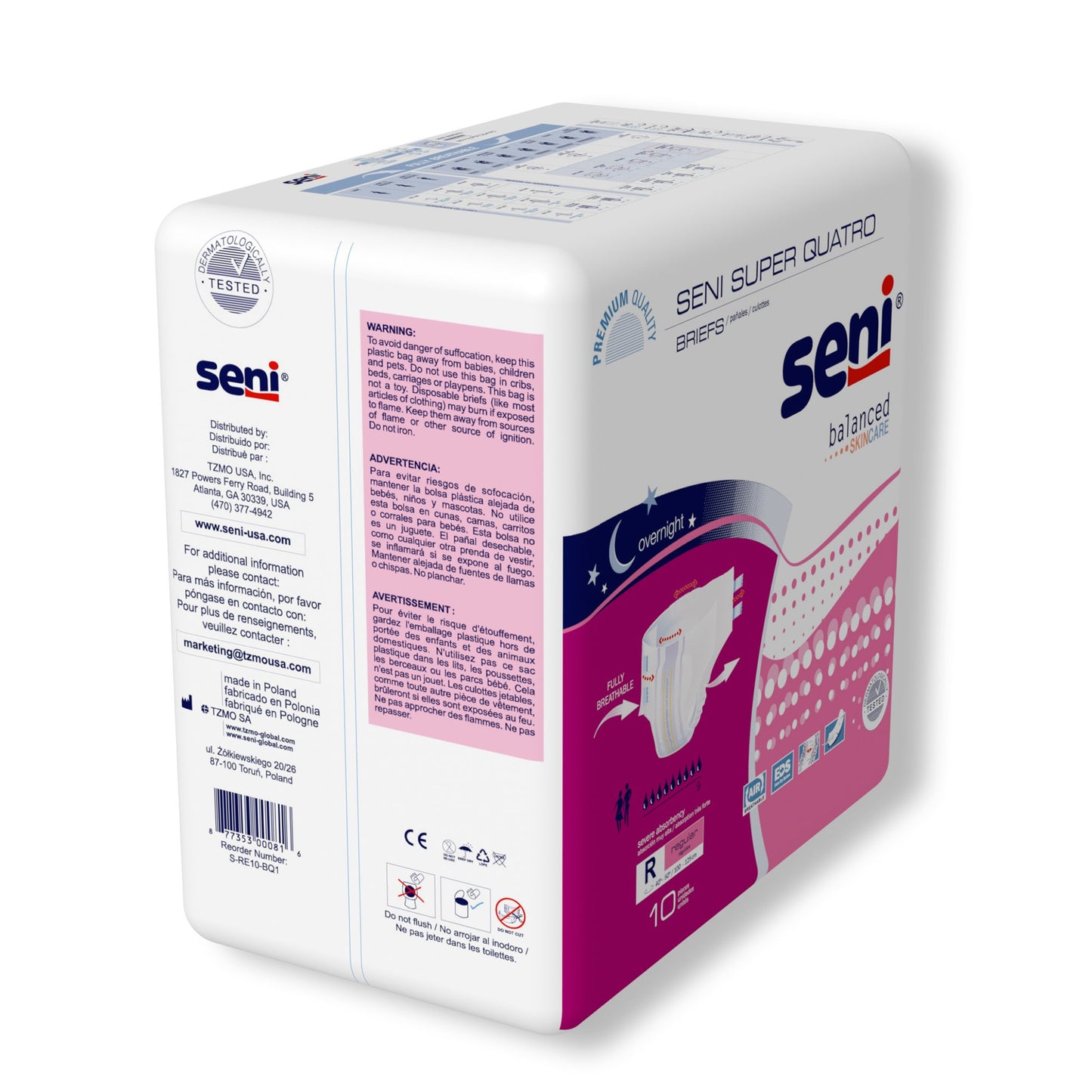 Seni® Super Quatro Unisex Adult Incontinence Brief Regular Disposable Heavy Absorbency (1163837_PK)