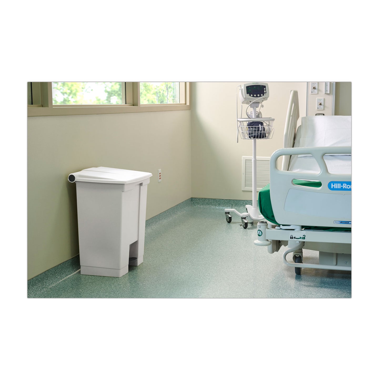 Rubbermaid® Commercial Legacy Step-On Receptacle, 18 gal, Plastic, White (RCPFG614500WHT)