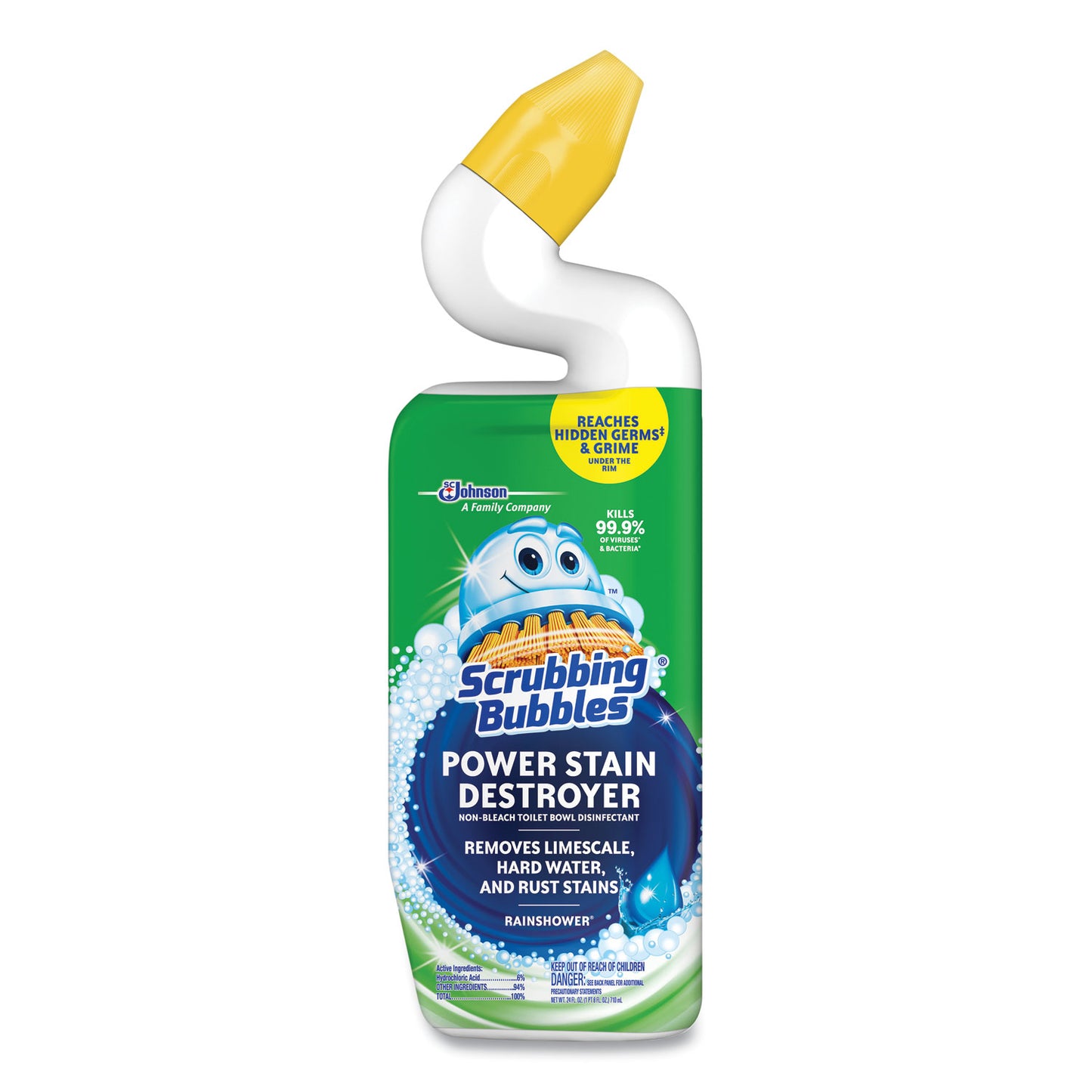 Scrubbing Bubbles® Power Stain Destroyer Toilet Bowl Disinfectant, Rainshower Scent, 24 oz Bottle (SJN387234EA)