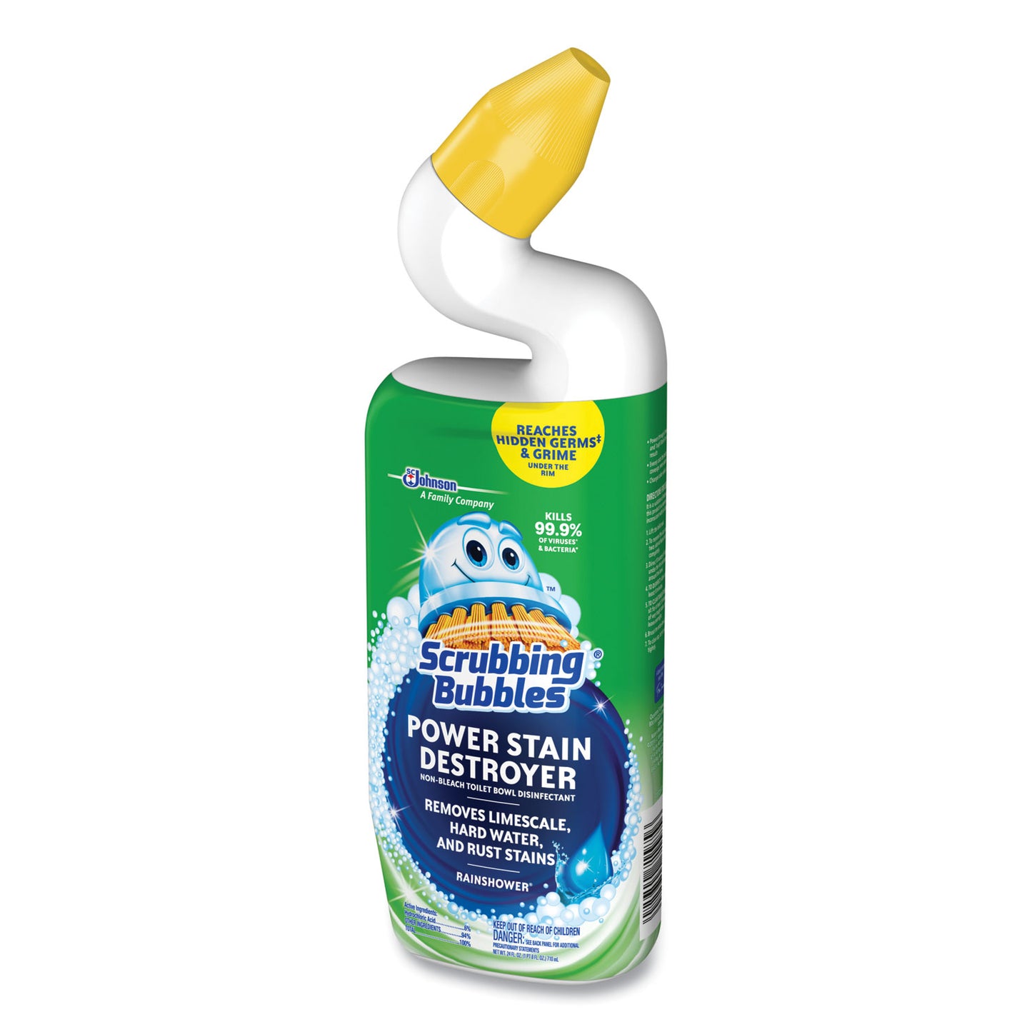 Scrubbing Bubbles® Power Stain Destroyer Toilet Bowl Disinfectant, Rainshower Scent, 24 oz Bottle, 6/Carton (SJN387234)