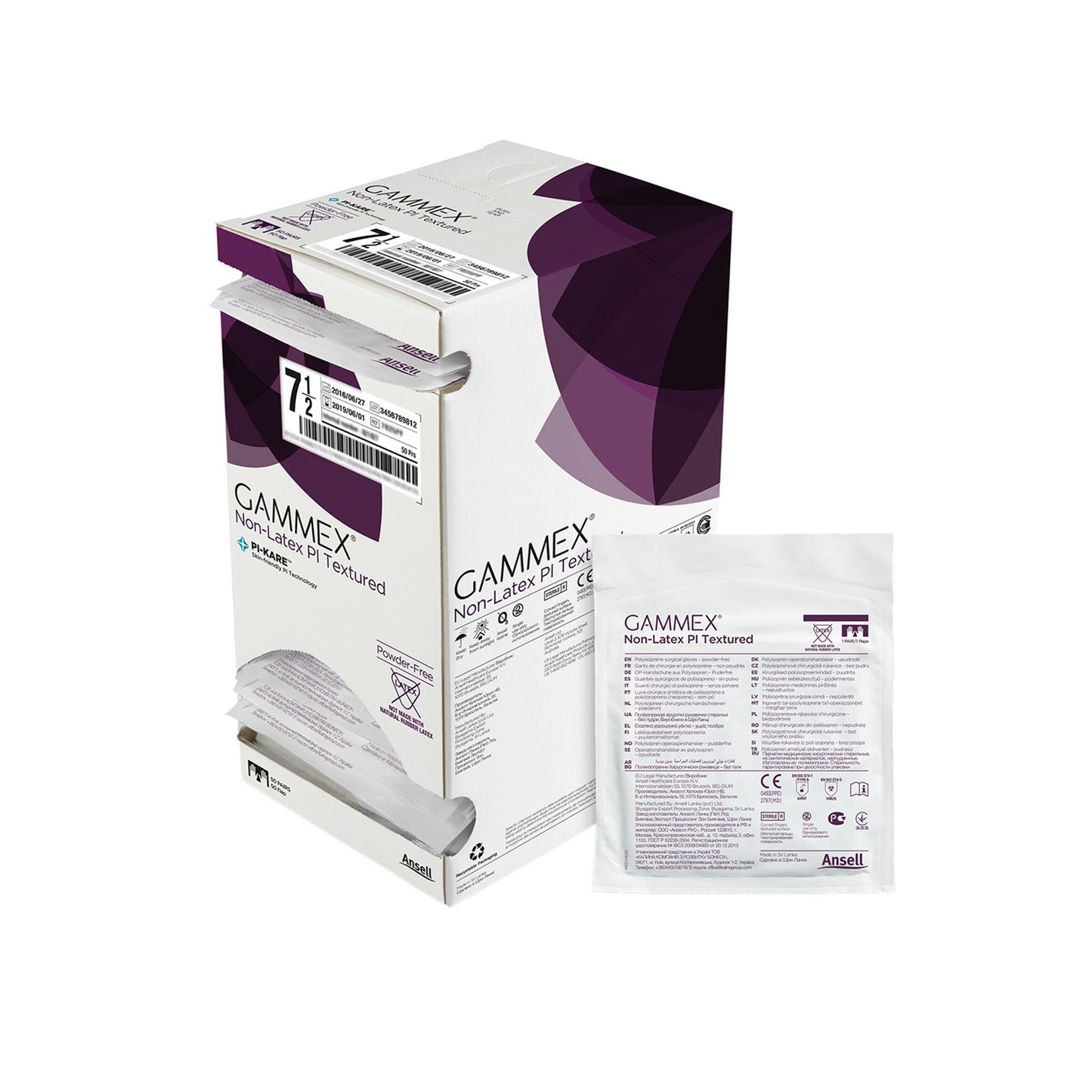 GAMMEX® Non-Latex PI Textured Surgical Glove Size 7.5 Sterile Polyisoprene Standard Cuff Length Fully Textured White Chemo Tested (890679_BX)
