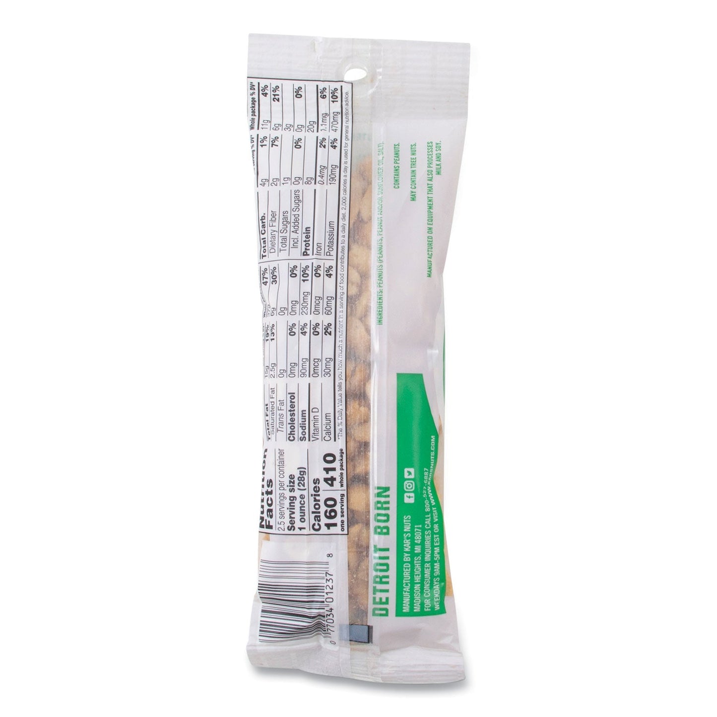 Kar's Peanuts, Salted, 2.5 oz Packet, 12/Box (KARSN08237)