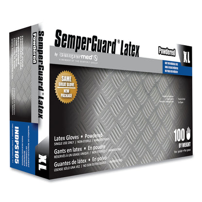 SemperGuard® Latex Gloves, Powdered, X-Large, 4 mil Thick, 9.45" Long, Cream, 100/Box, 10 Boxes/Carton (SEZINDPS105)