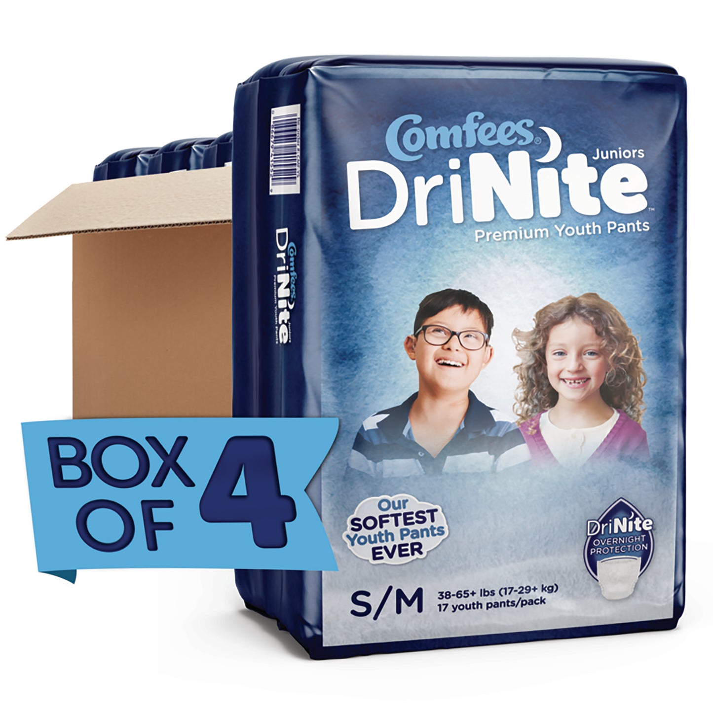 Comfees® DriNite® Juniors Unisex Youth Absorbent Underwear Pull On with Tear Away Seams Small / Medium Disposable Heavy Absorbency (1150965_BG)