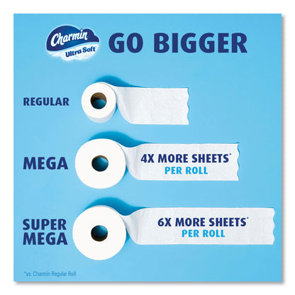 Charmin® Ultra Soft Bathroom Tissue, Mega Roll, Septic Safe, 2-Ply, White, 208 Sheets/Roll, 4 Rolls/Pack, 8 Packs/Carton (PGC19261CT)