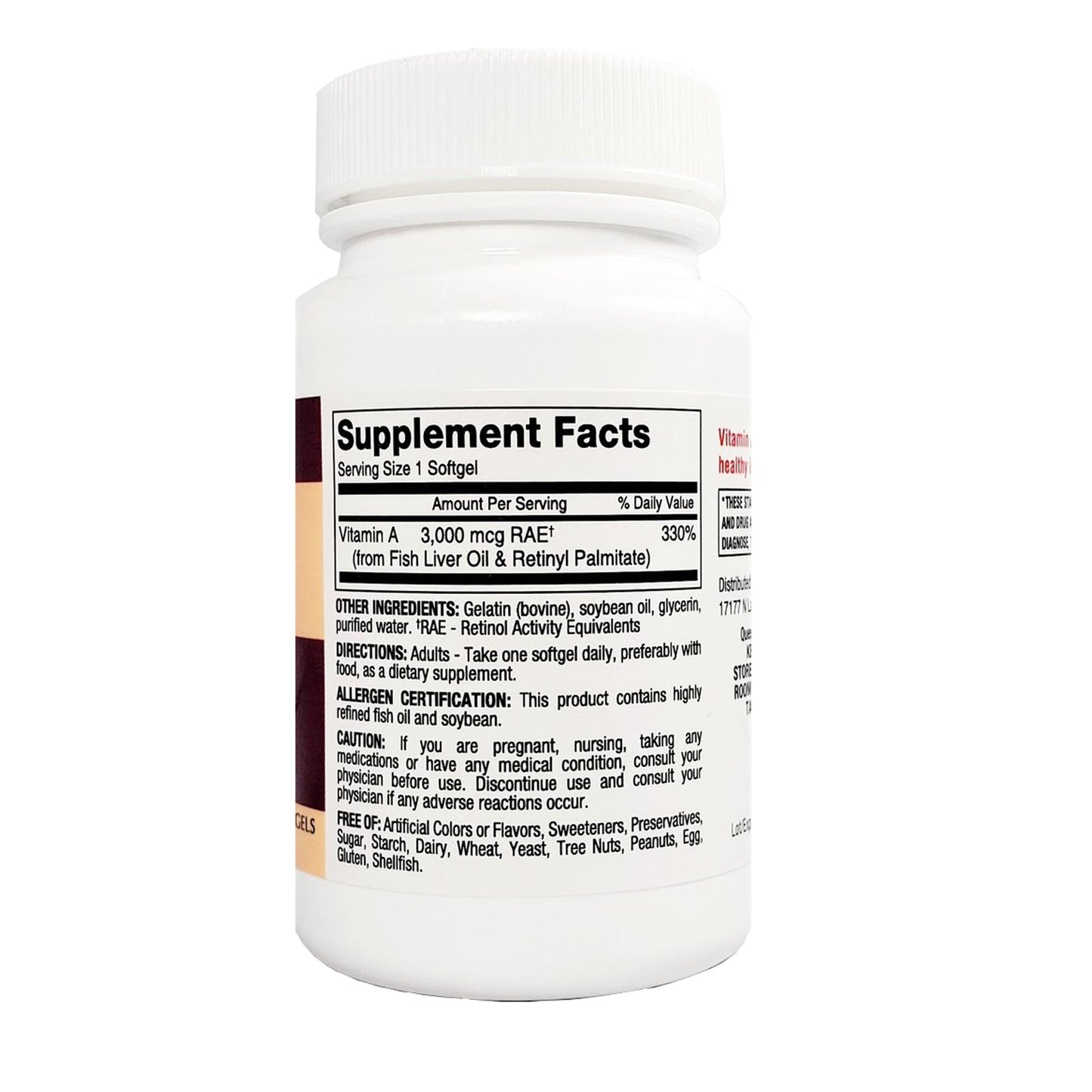 Major® Vitamin Supplement Vitamin A 3,000 mcg Strength Capsule 100 per Bottle (919506_BT)