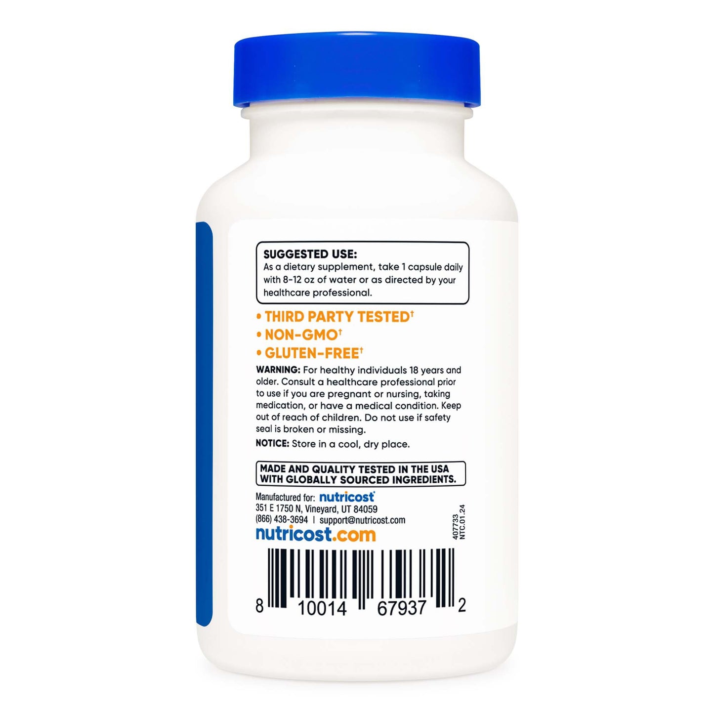 nutricost® Dietary Supplement L-Theanine 200 mg Strength Capsule 120 Per Bottle (1270257_BT)