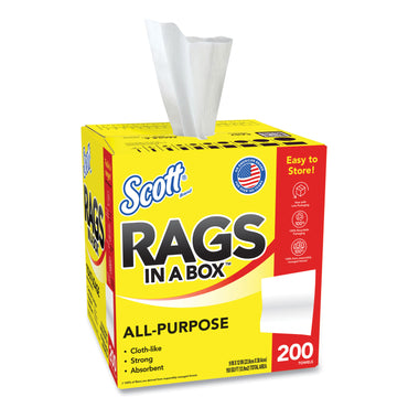Scott® Rags in a Box, POP-UP Box, 12 x 9, White, 200/Box (KCM75260)