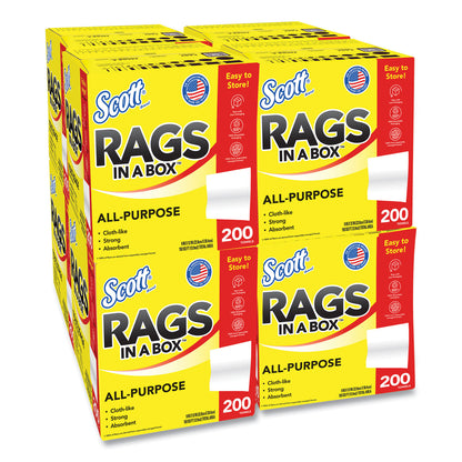 Scott® Rags in a Box, POP-UP Box, 12 x 9, White, 200/Box, 8 Boxes/Carton (KCM75260CT)