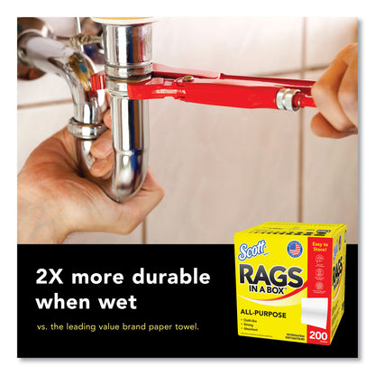 Scott® Rags in a Box, POP-UP Box, 12 x 9, White, 200/Box, 8 Boxes/Carton (KCM75260CT)