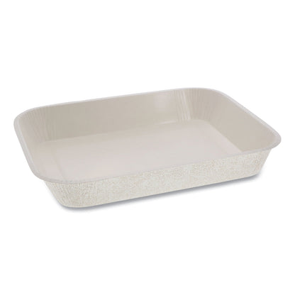 Pactiv Evergreen Pressware Classic Stoneware Dual-Ovenable Paperboard Tray, 45 oz, 9.97 x 7.47 x 1.5, White with Brown Specks, 250/Carton (PCTPCS7014XP)