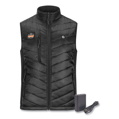 Ergodyne® N-Ferno 6495 Rechargeable Heated Vest with Battery Power Bank, Fleece/Polyester, X-Large, Black (EGO41704)