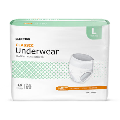 McKesson Classic Unisex Adult Absorbent Underwear Pull On with Tear Away Seams Large Disposable Light Absorbency (884176_CS)