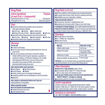 Children’s BENADRYL® Allergy Plus Congestion Children's Allergy Relief 12.5 mg - 5 mg Strength Liquid 4 oz. (1252651_EA)