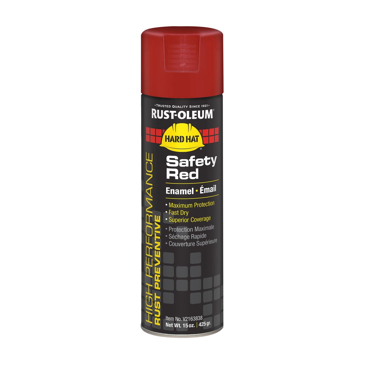 Rust-Oleum® Hard Hat High Performance V2100 System Rust Preventive Enamel Spray Paint, Flat Safety Red, 15 oz Aerosol Can, 6/Carton (RSTV2163838)