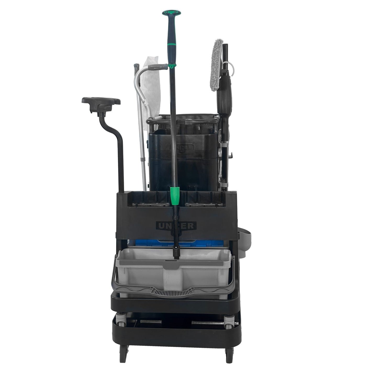 Unger® DeepCleanRx Janitorial Carts, Plastic, 3 Shelves, 24 x 26 x 26, Black (UNGCRTDC)