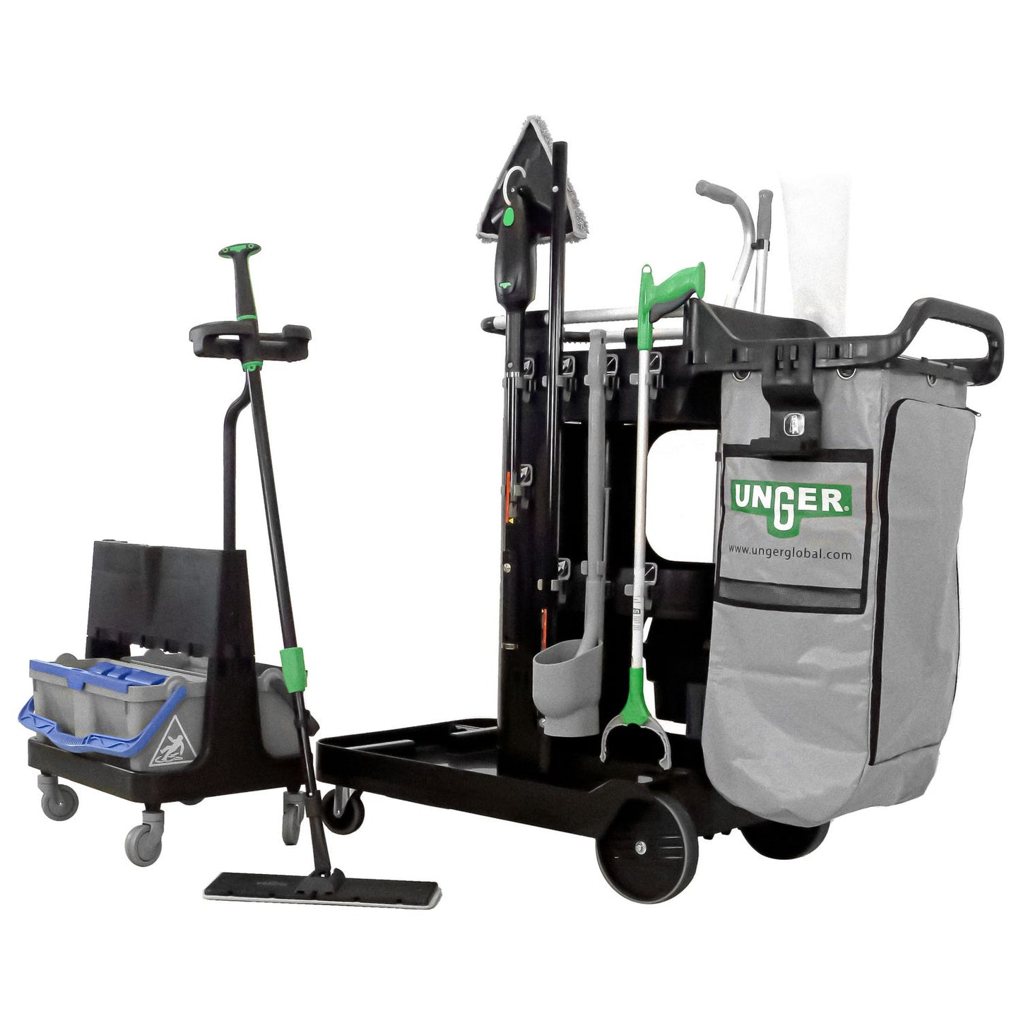 Unger® DeepCleanRx Janitorial Carts, Plastic, 3 Shelves, 24 x 26 x 26, Black (UNGCRTDC)