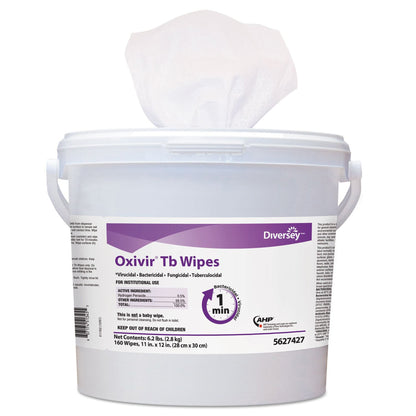 Diversey™ Oxivir® Tb Surface Disinfectant Cleaner Premoistened Hydrogen Peroxide Based Manual Pull Wipe 160 Count Canister Unscented NonSterile (922028_CS)